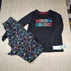 Cat & Jack Girls' 2pc Christmas Plaid Merry & Bright Long Sleeve Pajama Set XL14
